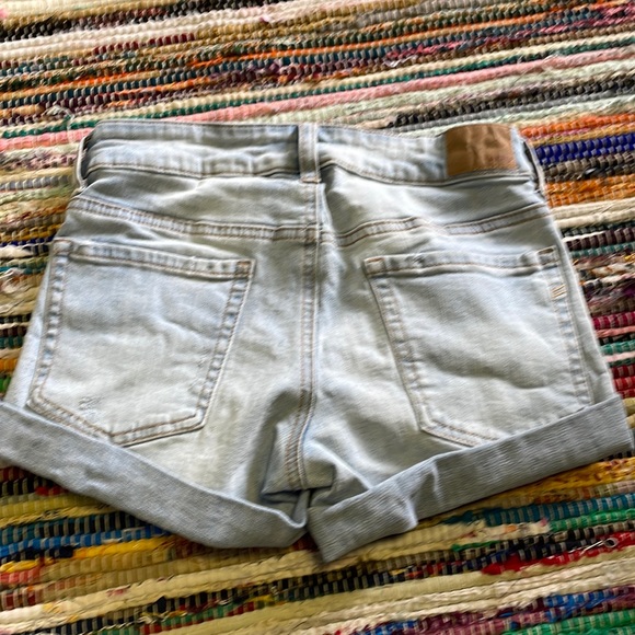 AERO Lt Blue Distressed MIDI Denim Shorts- #1813 - Picture 9 of 13